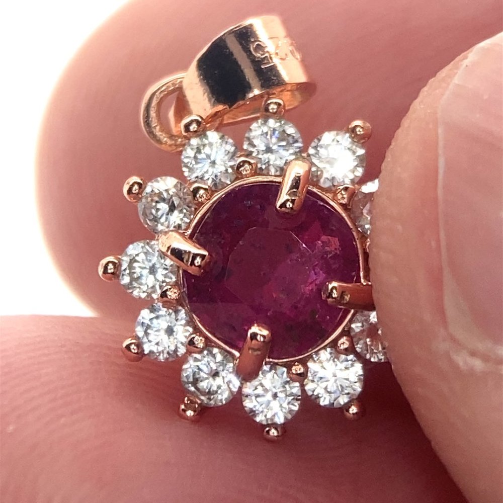 Burmese Ruby 1.00ct Rose Gold Finish Solid 925 Sterling Silver Pendant